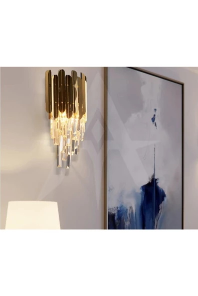burenze Gold Sarı Modern Luxury Kristal Taşlı Aplik - 4