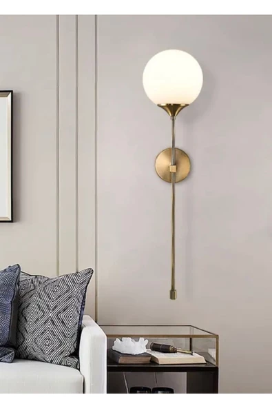 Buiva Modern Pilli Duvar Aplik Eskitme Gold Sarı Glop Camlı Pilli Power Led Aplik - 2
