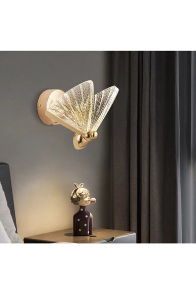 burenze Elegance Modern Kelebek Tasarım Duvar Led Aplik Rose Gold Sarı Harika Görsel - 3