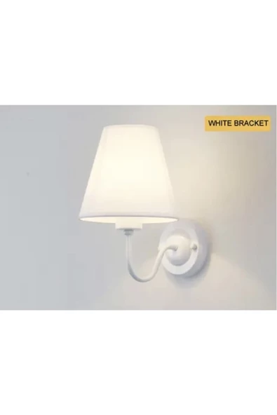Fico Home Modern Tasarım Elektrikle Çalışır Duvar Aplik Alp Beyazı Gövde Beyaz Abajur Şık Görsellik - 3