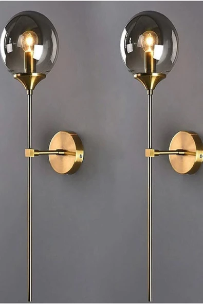 burenze Modern Tasarım Camlı Aplik 1 Adet Elektrikle Çalışır Duvar Camlı Aplik Eskitme Gold Füme Cam