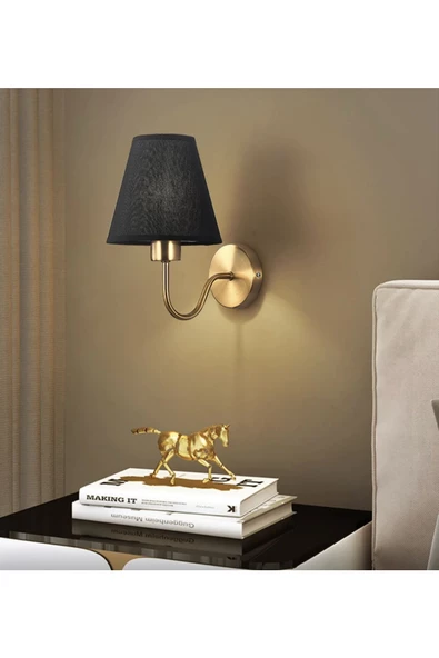 burenze Modern Tasarım Pilli Aplik Gold Sarı Ledli Tak Çalıştır Siyah Şapkalı Led Aplik Harika Görsel