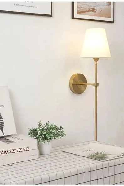 Fico Home Duvar Aplik Krem Abajur Eskitme Gold Sarı Modern Tasarım Elektrik Ile Çalışır - 6