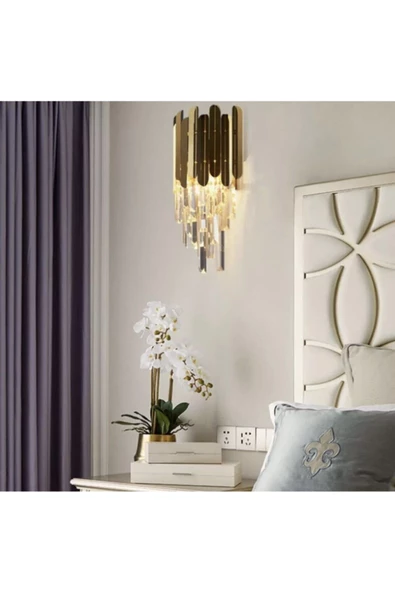 burenze Gold Sarı Modern Luxury Kristal Taşlı Aplik - 6