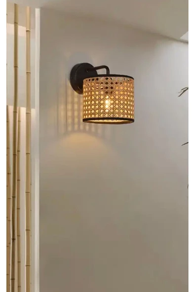 Fico Home Modern Hazeran Pilli Aplik Hasır Pilli Aplik Elektrik Tesisatı Gerektirmez Tak Kullan - 2