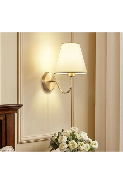 burenze Modern Tasarım Pilli Aplik Gold Sarı Ledli Tak Çalıştır Krem Şapkalı Led Aplik Harika Görsel - 2