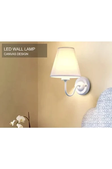 Fico Home Modern Tasarım Elektrikle Çalışır Duvar Aplik Alp Beyazı Gövde Beyaz Abajur Şık Görsellik