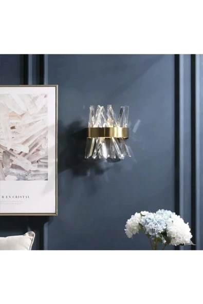 burenze Modern Luxury Kristal Taşlı Ledli Aplik Gold Eskitme Concept Ürün Eskitme ürün görseli 1