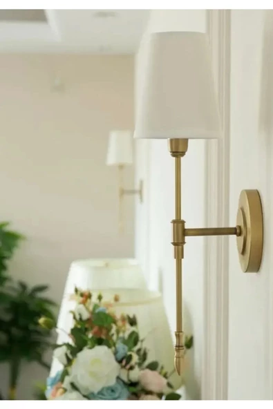 Fico Home Duvar Aplik Krem Abajur Eskitme Gold Sarı Modern Tasarım Elektrik Ile Çalışır - 3