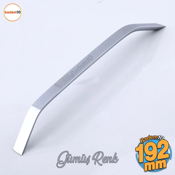 Şahin Krom Gümüş Metal Kulp 192 mm - 19.2 cm Mobilya Çekmece Mutfak Dolabı Dolap Kulpları Kulbu Kulpu