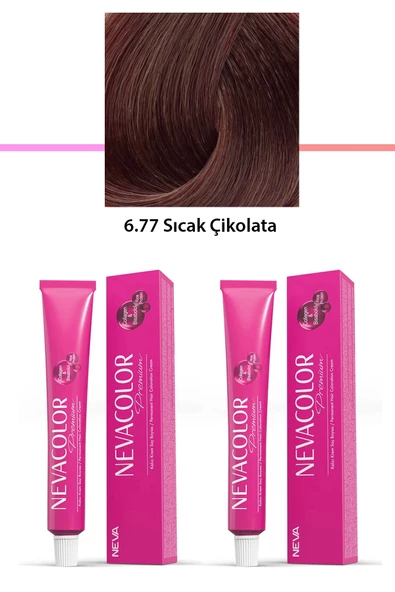 2 li Set Premium 6.77 Sıcak Çikolata - Kalıcı Krem Saç Boyası 2 X 50 g Tüp - 1