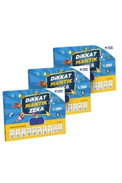 Ilkokul 4. Sınıf Sıfırdan Kodlama 3'lü Etkinlik Seti (dikkat -mantık- Zeka) Curious&genius