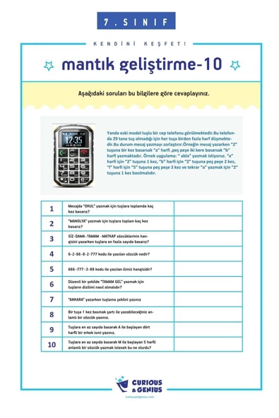 7.Sınıf - Bilişsel Beceriler Geliştirme Aktiviteleri Seti (A-B-C seri) - 5