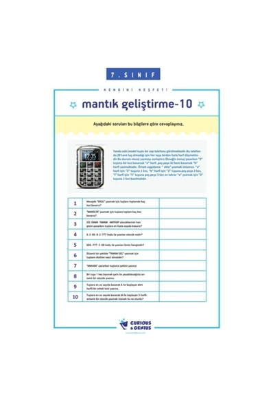 7.sınıf Bilişsel Beceriler Geliştirme Aktiviteleri Mangala Hediyeli - 4