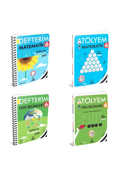 2024-2025 Arı Yayıncılık 6. Sınıf Matematik Fen Bilimleri Atölyem+Defter Set 2 Kitap