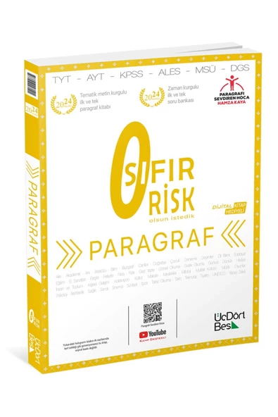 Üç Dört Beş 345 Tyt Paragraf Sıfır Risk Soru Bankası 2024