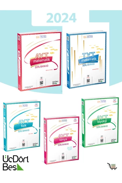 Üç Dört Beş 2024 Model  TYT-AYT Matematik ve AYT Fizik-Kimya-Biyoloji Soru Bankası Seti (5 Kitap)