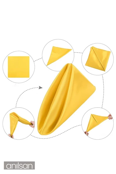 6’lı %100 Pamuk Kumaş Peçete Sarı 50x50 Cm Mutfak Bezi Sofra Sunum Servis Peçetesi - 3