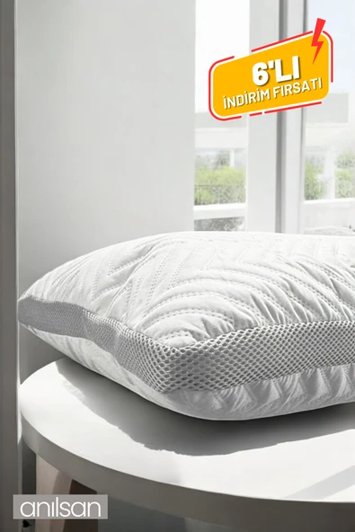 6'lı Klimalı Ortopedik Yastık - Yumuşak ve Hava Kanallı 50x70 cm, 700 gr Premium Silikon