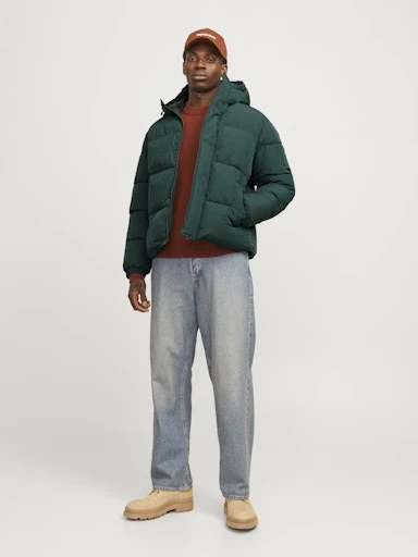 Jack Jones Erkek Essentials Jjebradley Comfort Fit Kapüşonlu Yeşil  Mont  12256974Y - 7