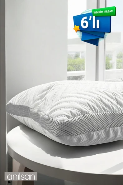 6'lı Klimalı Ortopedik Yastık - Yumuşak ve Hava Kanallı 50x70 cm, 700 gr Premium Silikon