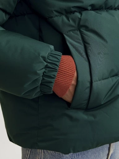 Jack Jones Erkek Essentials Jjebradley Comfort Fit Kapüşonlu Yeşil  Mont  12256974Y - 3