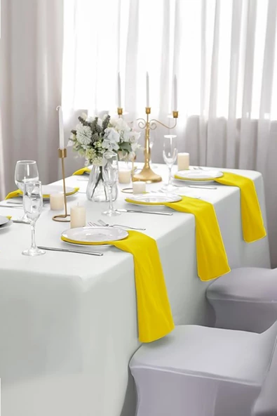 6’lı %100 Pamuk Kumaş Peçete Sarı 50x50 Cm Mutfak Bezi Sofra Sunum Servis Peçetesi - 2