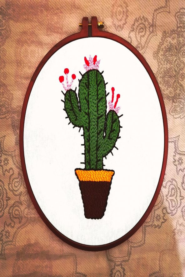 Handmade Cactus Needle Vidalı Kasnak 26cm