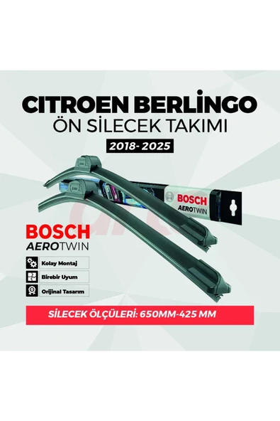 Bosch Citroen Berlingo (Tem. 2018-2024) Bosch AeroTwin Ön Silecek Takımı