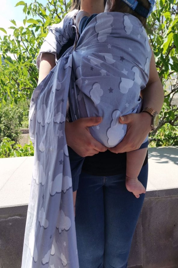 Bulutlu Organik Kumaş Baby Sling Kanguru