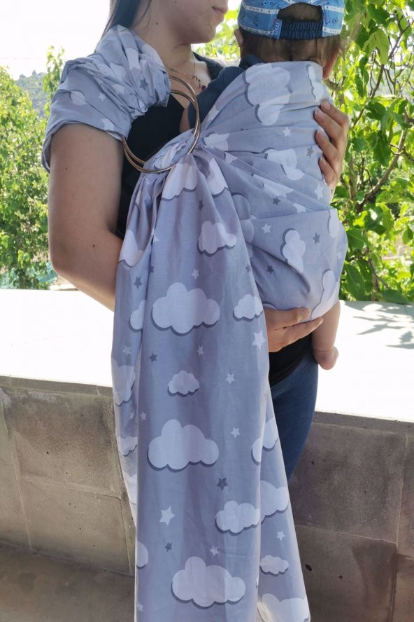 Bulutlu Organik Kumaş Baby Sling Kanguru - 2