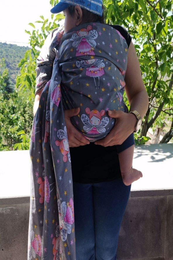 Melek Kız Desenli Organik Kumaş Baby Sling Kanguru - 2