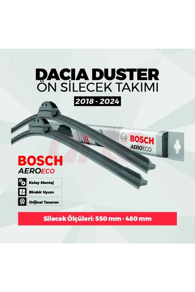 Bosch Dacia Duster 2018-Mart 2024 Bosch Aeroeco Ön Silecek Takımı ürün görseli 1