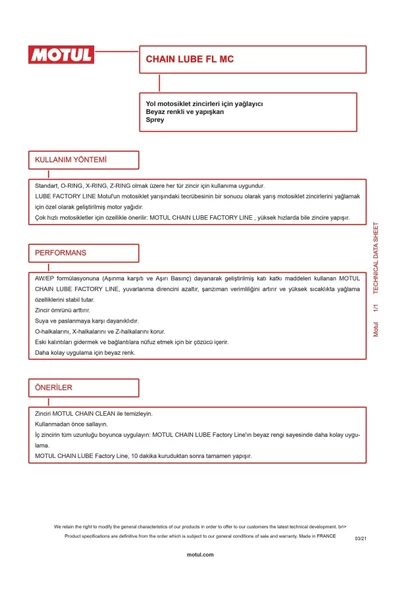 Motul C4 Zincir Yağlama Spreyi 400ml Racing Chaın Lube 2 Adet - Resim 3