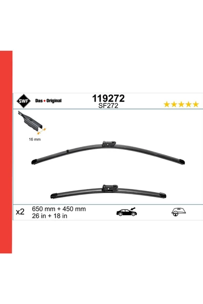 Arte Orijinal Vw Golf Vıı Vııı 7 -8 Swf Viscoflex Ön Silecek Takımı 2013-2023 - Resim 4