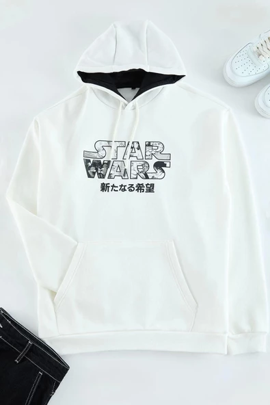 Tarz Bol Kapüşonlu Standart Kol Standart Normal Kesim Star Wars Lisanslı Sweatshirt - 5