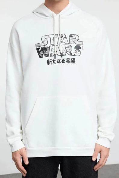 Tarz Bol Kapüşonlu Standart Kol Standart Normal Kesim Star Wars Lisanslı Sweatshirt - 6