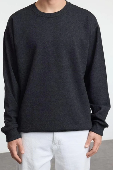 Tarz Bol Bisiklet Yaka Standart Kol Regular Smiley Lisans Unısex Geniş Kesim Sweatshirt - 3
