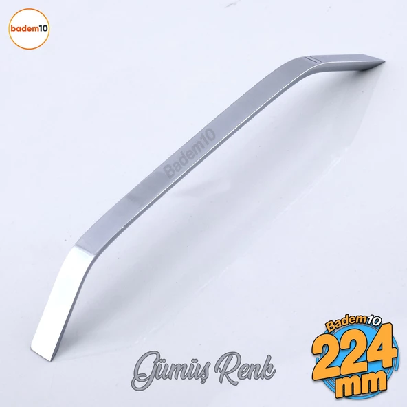 Şahin Krom Gümüş Metal Kulp 224 mm - 22.4 cm Mobilya Çekmece Mutfak Dolabı Dolap Kulpları Kulb Kulpu