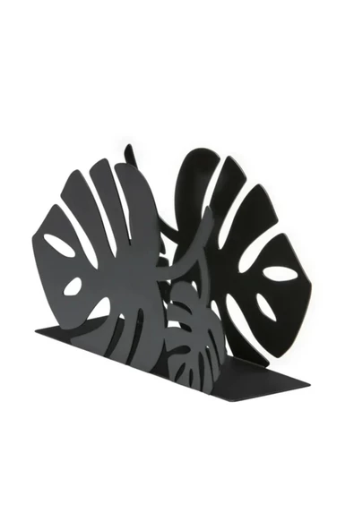 Yaprak Desenli Metal Peçetelik, Dekoratif Peçetelik, Metal Siyah Peçetelik, Yaprak Peçetelik - 2