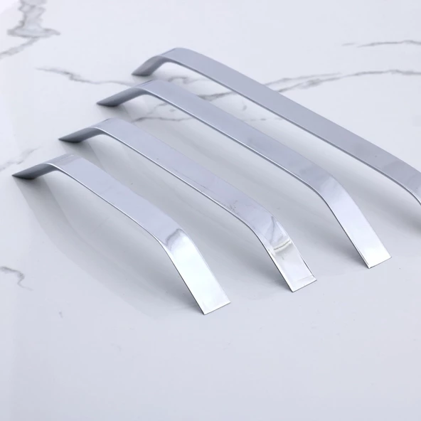 Şahin Krom Gümüş Metal Kulp 224 mm - 22.4 cm Mobilya Çekmece Mutfak Dolabı Dolap Kulpları Kulb Kulpu - 2