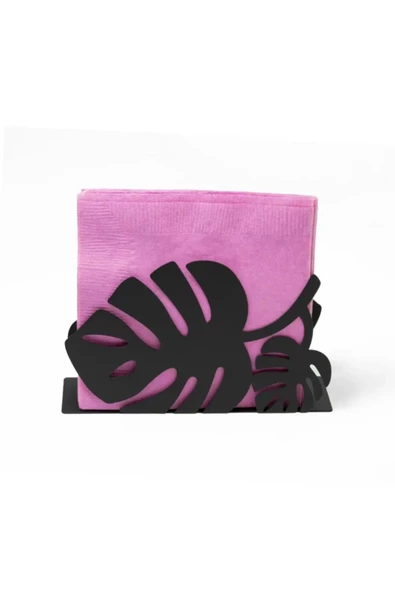 Yaprak Desenli Metal Peçetelik, Dekoratif Peçetelik, Metal Siyah Peçetelik, Yaprak Peçetelik - 3