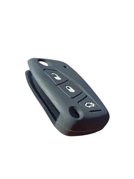 Fiat Doblo Fiorino Linea 3 Butonlu Anahtar Uyumlu Silikon Oto Anahtar Kumanda Kabı Kılıf Siyah - 3