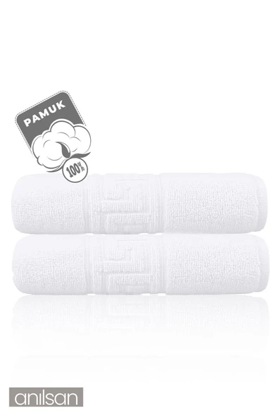 2'li Greek Beyaz Banyo Havlusu - 70x140 Cm, 490 Gr, %100pamuk, Spa Ve Otel Havlusu - 2