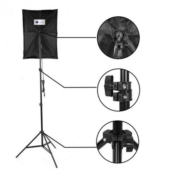 deyatech softbox 50x70 sürekli video ışık 3 duylu 6500 kl. led ış - 2