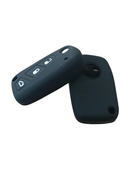 Fiat Doblo Fiorino Linea 3 Butonlu Anahtar Uyumlu Silikon Oto Anahtar Kumanda Kabı Kılıf Siyah - 2
