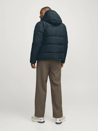 Jack Jones Erkek  Nautical Mavi Kapüşonlu Rüzgar Geçirmez Şişme Mont 12259850M - 6