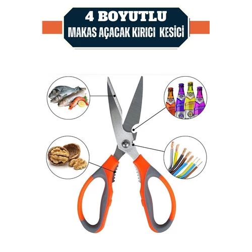 Findit Kuhn 4 Boyutlu Mutfak Makası Açacak Kırıcı Kesici