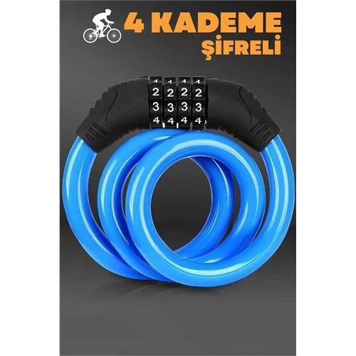 Findit 4 Şifreli 11 mm Çelik Halat Scooter Bisiklet Kilidi