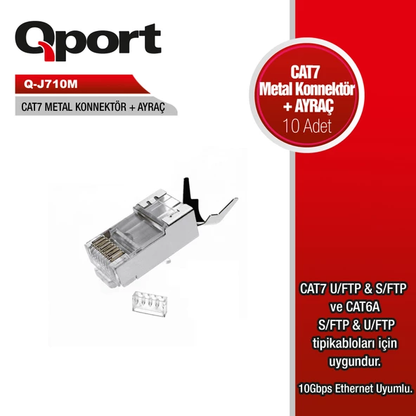 QPORT Q-J710M  CAT7 KONNEKTÖR VE AYRAÇ 10 ADET